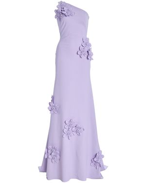 Greta Constantine Exclusive Everard Floral-Appliquãd Stretch-Cady Gown - Purple