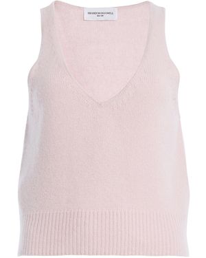 Brandon Maxwell The Reese V-Neck Cashmere-Silk Tank Top - Pink