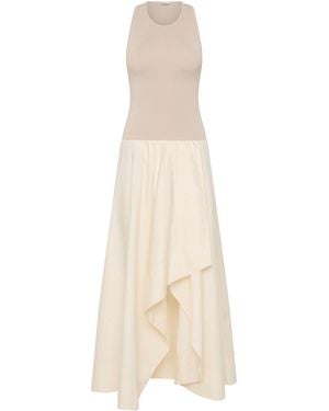 St. Agni Knit And Cotton Midi Dress - Natural