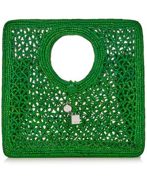 Jacquemus Le Petit Carre Spiaggia Raffia Tote Bag - Green