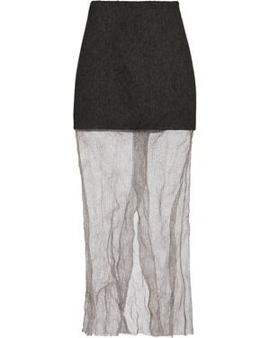 Prada Net-Trimmed Woven Mini Skirt - Black