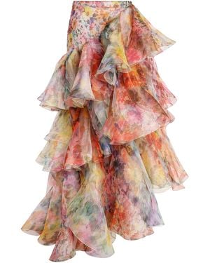 Zimmermann Luna Ruffled Midi Skirt - Multicolour