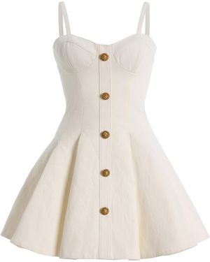 Balmain Quilted Denim Dress - White
