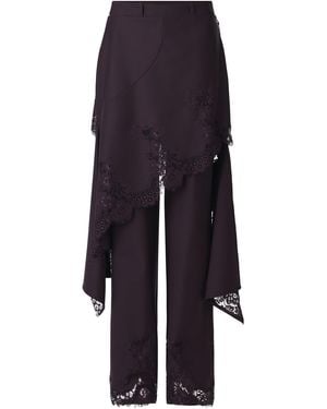 Monse Mid-Rise Straight-Leg Lace-Skirt Stretch-Wool Trousers - Blue