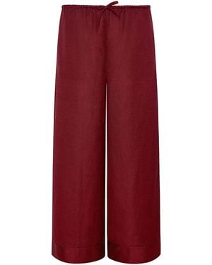 Onia Air Linen Wide Leg Drawstring Pants - Red