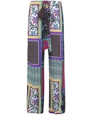 Siedres Manoce Printed Cotton-Voile Wide-Leg Pants - Blue