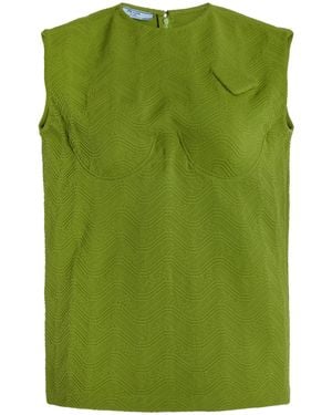 Prada Bra-Detailed Jacquard Top - Green