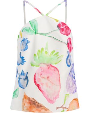 Rosie Assoulin Exclusive Flying Printed Cotton Tank Top - Metallic