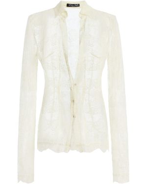 LAQUAN SMITH Lace Button-Up Top - White