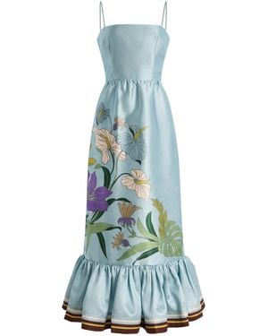 ALÉMAIS Alfie Taffeta Midi Dress - Blue