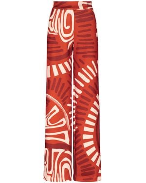 ANDRES OTALORA El Pasado Printed Scuba Wide-leg Trousers - Red