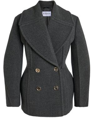 Givenchy Paneled Felted Pea Coat - Black