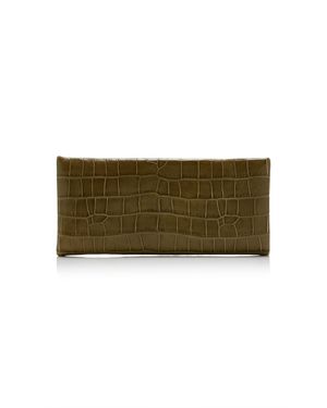 STAUD Muse Croc-Effect Leather Clutch - Green