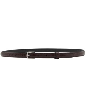 TOTEME Slim Lizard-Embossed Leather Belt - Brown