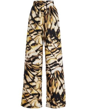 Oscar de la Renta Silk Twill Wide-Leg Trousers - White