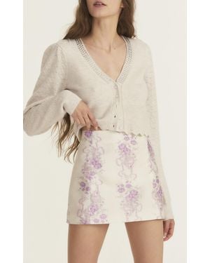 LoveShackFancy Charma Floral Mini Skirt - Natural