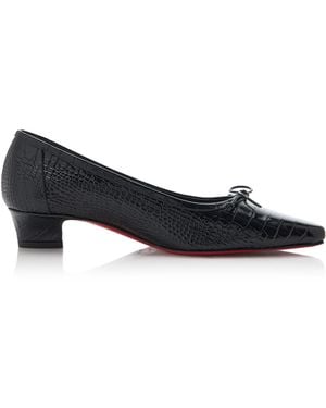 Christian Louboutin Promessina 35Mm Croc-Effect Ballet Flats - Black