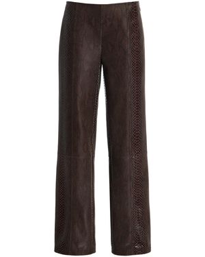Paris Georgia Basics Python-embossed Leather Straight-leg Pants - Brown