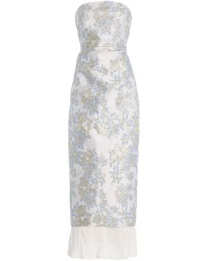Anna Quan Aelin Strapless Brocade Midi Dress - White