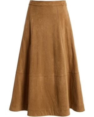 FAVORITE DAUGHTER The Aspen Faux Suede Midi Skirt - Natural