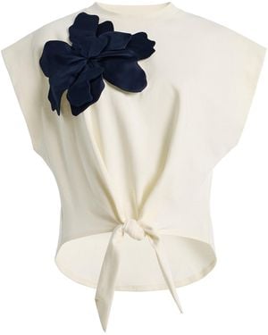 ANDRES OTALORA Upendo De Flor Embellished Cotton T-Shirt - Blue