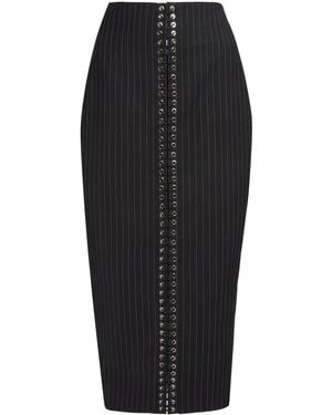 Ludovic de Saint Sernin Pinstripe Eyelet Skirt - Black