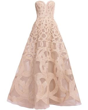 Elie Saab Sequins Embr. Tulle Long Dress - Pink