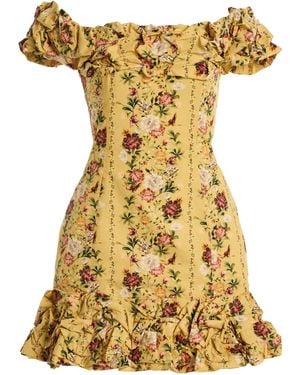 Agua Bendita Exclusive Jardin Ots Cotton Poplin Mini Dress - Yellow