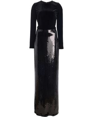 Monique Lhuillier Long Sleeve Sheath Gown - Black