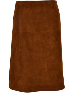 Versace Suede-Effect Leather Knee-Length Skirt - Brown