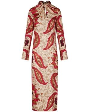 Johanna Ortiz Esencia Femenina Jacquard Maxi Dress - Red
