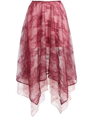 Third Form Reflect Reversible Handkerchief Lace Midi Skirt - Red