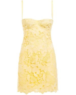 DES_PHEMMES Broderie Anglaise Bustier Mini Dress - Yellow