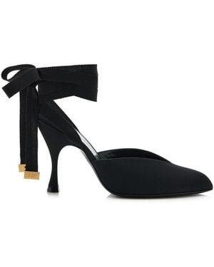 Herbert Levine Sitting Pretty Silk-faille Lace-up Mules - Black