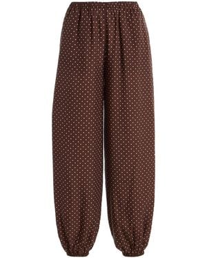 Posse Evie Polka-Dot Woven Trousers - Brown