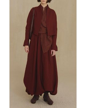 Cortana Margot Linen-Wool Maxi Skirt - Brown