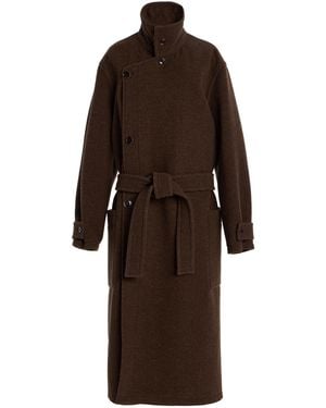 Lemaire Wool Wrap Coat - Brown