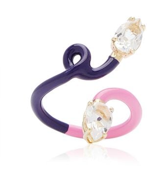 Bea Bongiasca B 9k Yellow Gold Crystal Enameled Double Vine Ring - Multicolor