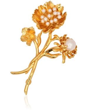 Oscar de la Renta Tone Bouquet Brooch - Metallic