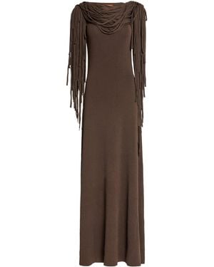 Altuzarra Chaney Fringe Maxi Dress - Brown