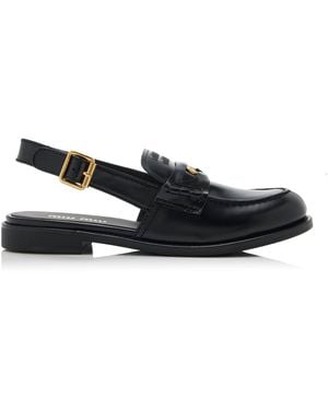 Miu Miu Leather Slingback Loafers - Black