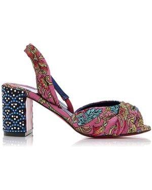 Christian Louboutin Cordelia 70 Jacquard Florea Slingback Sandals - Pink