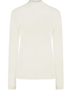 Ludovic de Saint Sernin Knit Mesh Turtleneck Top - White
