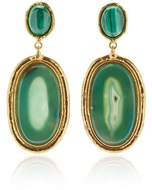Sylvia Toledano Dakota Malachite; Agate 22K-Plated Earrings - Green