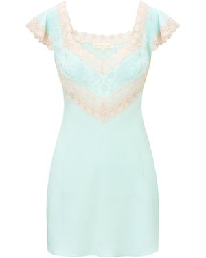 LoveShackFancy Nobeline Princesa Crepe Mini Dress - Blue