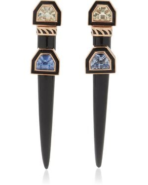 Dezso by Sara Beltran 18K Rose Tusk Earrings With Onyx And Sapphire - Black
