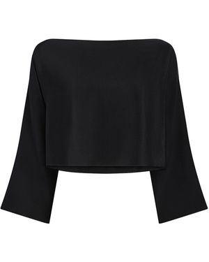 Aflalo Elestra Silk Crepe De Chine Top - Black