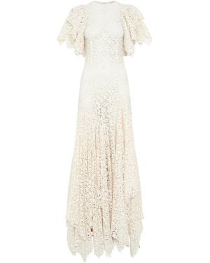 Gabriela Hearst Lulsy Lace Cashmere Midi Dress - White