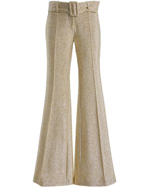 Franchise Clover Metallic Jersey Flared-Leg Trousers - Natural