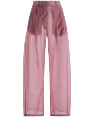 THE LATEST Billie Pleated Muslin Wide-Leg Trousers - Red